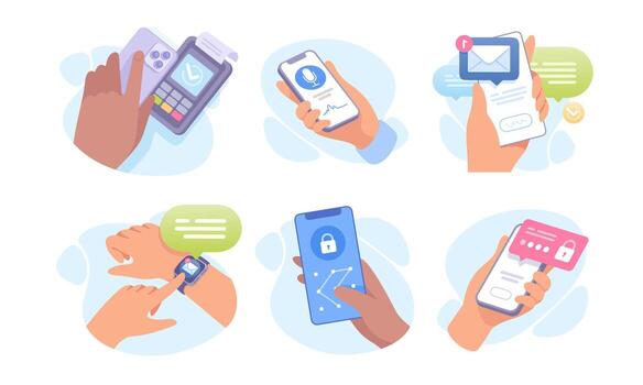 innovador moderno comunicación dispositivos y notificaciones para mejorado digital Interacción vector