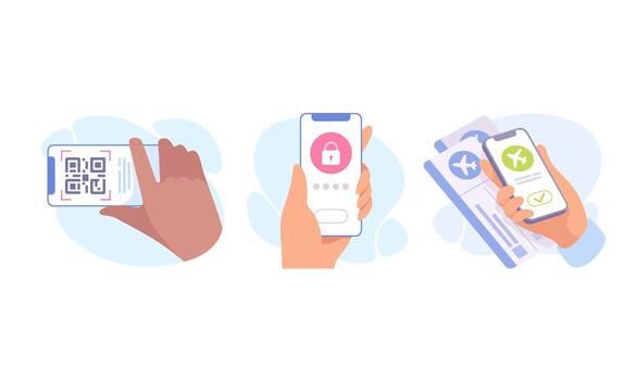 Illustration Depicting Various Digital Payment and Authentication Methods through Technology vector