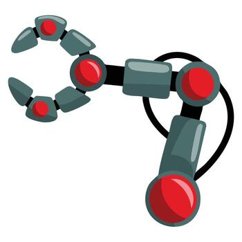 Isolated robotic arm illustration. Great for industrial automation, engineering, robotics, technology, and machinery themed designs. vector