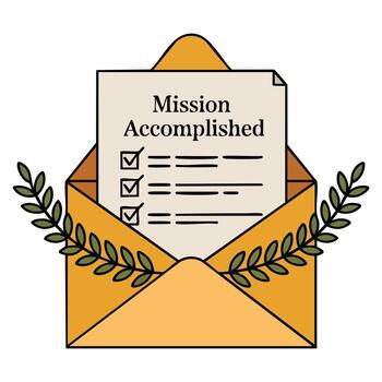 Isolated illustration of document inside envelope icon. Great for office, message, email, correspondence, mail, and communication themed designs. vector