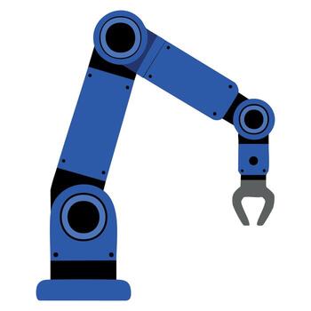 illustration of industrial robot arm. Ideal for factory, manufacturing, automation, technology, and robotics themed visual designs. vector