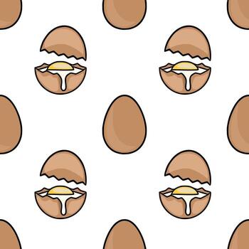 sin costura modelo presentando agrietado huevos con líquido yemas y todo huevos, creando un juguetón y apetitoso diseño ideal para culinario o desayuno temática proyectos vector
