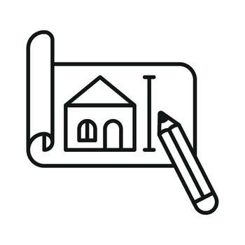 Architecture sketch thin line icon representing modern construction planning. vector