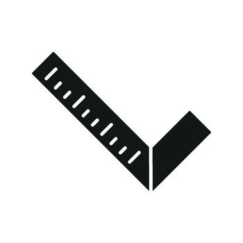 Carpenter square glyph icon symbolizing carpentry accuracy and workshop tools. vector