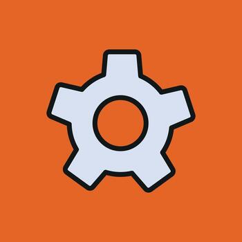 Cog gear striking color line icon for innovation and mechanical visuals. vector