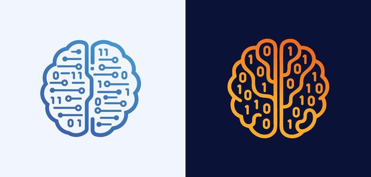Technology Brain Logo Circuit Tech Intelligence Digital Data Neural AI Icons vector
