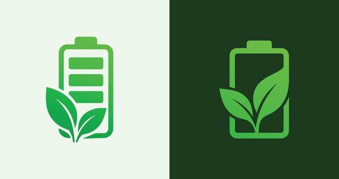 Leaf Battery Logo Eco Power Green Nature Energy Charge Symbol vector