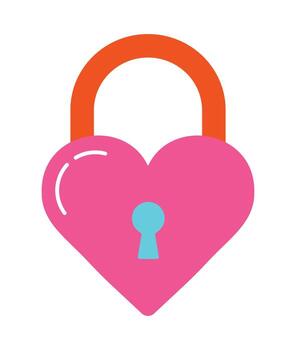 Love Lock Icon in a Heart Shape. A Metaphor for Commitment, Eternal Love, and Unlocking Secrets. Simple Flat Design Graphic. vector