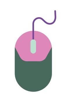 Simple flat design icon of a wired computer mouse. Colorful illustration of a technology peripheral device. vector