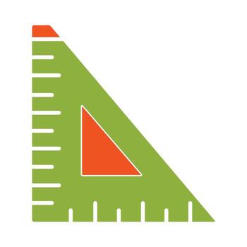 Green and orange set square ruler icon in a flat design. A geometric measurement tool for school, architecture, and drafting, isolated on a white background. vector