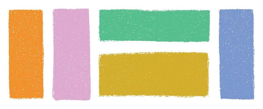 Abstract pastel grunge blocks set on transparent background, textured colorful rectangles for decoration, design, layout, collage, or digital retro art projects in modern visual style vector