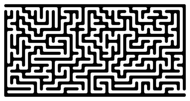 Simple maze design with rounded black lines, abstract labyrinth pattern on transparent background, puzzle game template for kids, minimal fun solution challenge, flat outline maze illustration vector