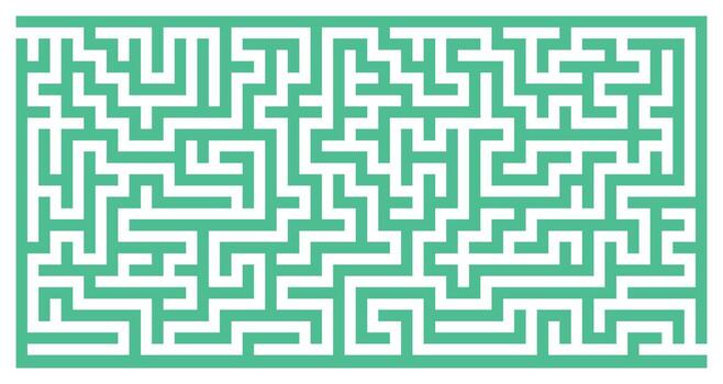 verde horizontal laberinto con redondeado caminos. complejo rompecabezas laberinto lleno de giros, vueltas, confusión, entrada, salida, cerebro rompecabezas desafío en transparente antecedentes para resumen lógica diseño vector