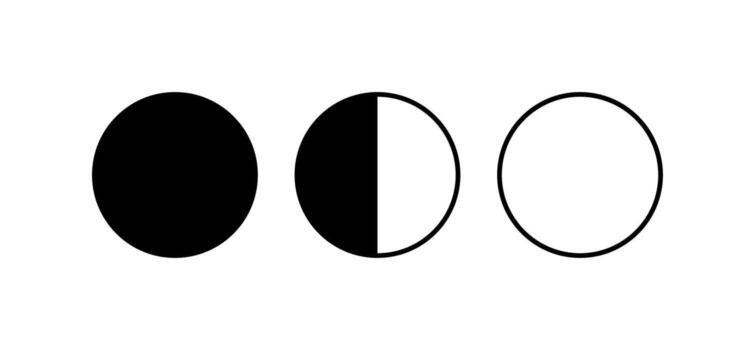 Black and white minimalist showing moon phases cycle icon set, celestial body transformation sequence, lunar rhythm astronomy design element isolated on transparent editable clean background vector