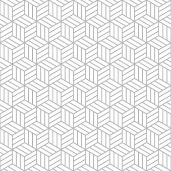 Seamless pattern with geometric cube illusion made of thin grey lines on white background, modern abstract hexagonal structure for packaging, backgrounds, wallpaper, textile minimal decoration vector