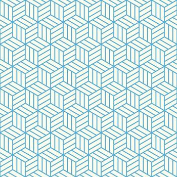 Seamless pattern with geometric cube hexagon illusion in blue and white, abstract modern 3D texture, decorative surface design for wallpaper, wrapping, fabric, tile, minimal background style vector