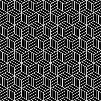 Seamless pattern with optical cube design, black white geometric abstract background, modern minimal repeat, decorative texture for wallpaper, textile, wrapping paper, stylish surface art vector
