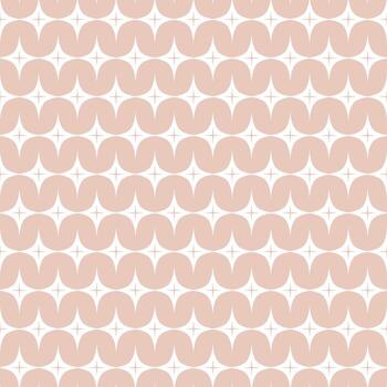 Seamless pattern with pink abstract waves and stars, modern decorative minimal background, stylish geometric retro inspired repetitive texture, trendy contemporary soft pastel surface design vector