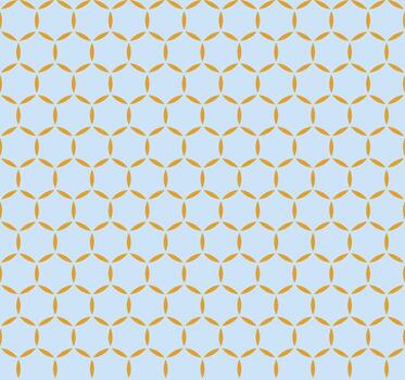 Seamless pattern with geometric flower star design in yellow and light blue, abstract circular decorative surface, repeating retro inspired motif, modern wallpaper and fabric digital background vector