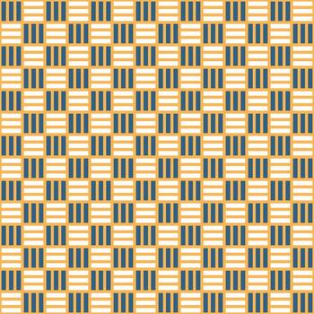 Seamless pattern with modern geometric rectangles grid striped abstract background minimal design yellow blue decorative stylish retro fabric wallpaper wrapping paper surface print texture vector