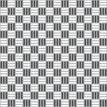 Seamless pattern with geometric checkered grid design, modern black white abstract stripes squares, minimal repeat background, contemporary optical illusion style, editable decorative texture vector