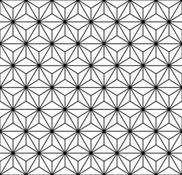 Seamless pattern with geometric hexagon star shapes abstract black lines symmetric modern background tiling optical illusion minimal monochrome texture stylish decorative surface design vector