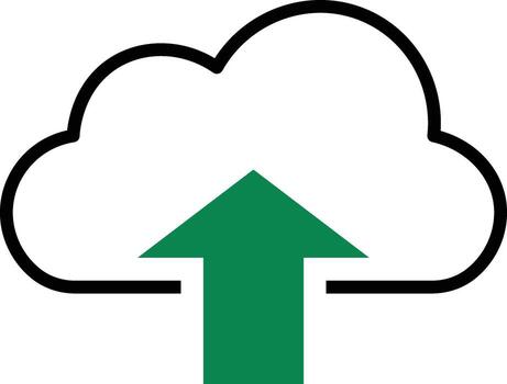 Cloud Icon with Green Upload Arrow on White Background data transfer vector