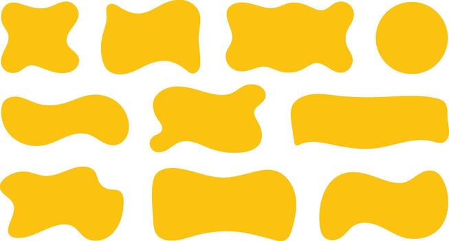 Collection of ten yellow abstract organic shapes on white background blob form vector