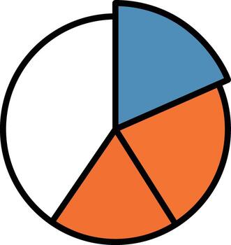 sencillo tarta gráfico con Tres de colores segmentos en blanco grafico datos vector