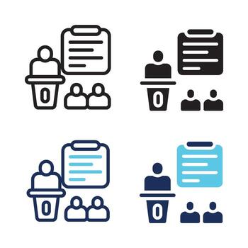 seminario icono conjunto múltiple estilo recopilación. estilo incluir describir, sólido, doble tono. vector