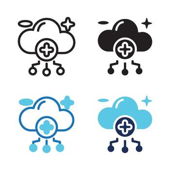 Cloud Data icon set multiple style collection. Style Include outline, solid, dual tone. vector