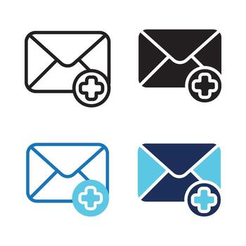 Health Mail icon set multiple style collection. Style Include outline, solid, dual tone. vector