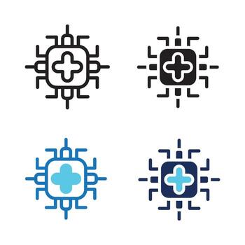 Ai Diagnosis icon set multiple style collection. Style Include outline, solid, dual tone. vector