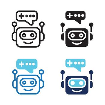 Chatbot icon set multiple style collection. Style Include outline, solid, dual tone. vector