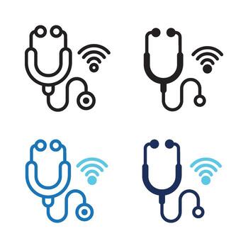 Telemedicine icon set multiple style collection. Style Include outline, solid, dual tone. vector