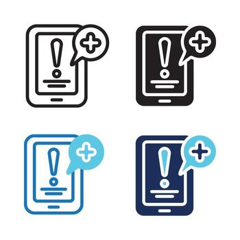 Alert Notification icon set multiple style collection. Style Include outline, solid, dual tone. vector