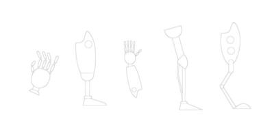 Bionic artificial limbs icons set. Outline set of bionic artificial limbs icons for web design isolated on white background vector