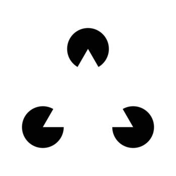 Gestalt triangle Geometric figures example Illusion illustration, negative space triangle vector