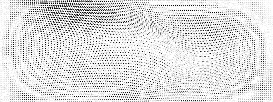 Halftone dot pattern background with wave and comic polka print for paper grain noise effect. Abstract gradient point seamless design with book pixel poster overlay. vector