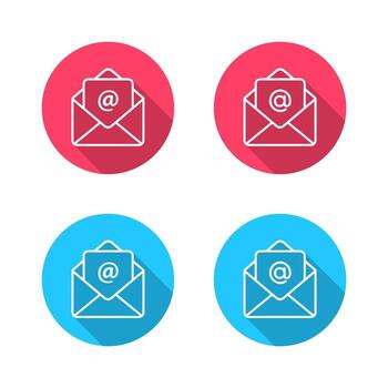 Open email envelope icon with long shadow. Mail inbox and communication message symbol vector