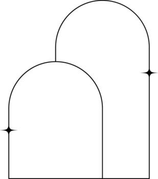 a diagram of two arches with a line connecting them vector