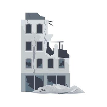 The remains of a building that collapsed due to a bomb explosion. Stock Illustration vector