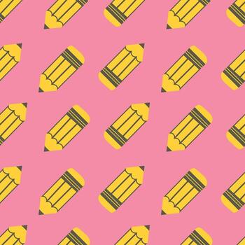 sin costura modelo con amarillo lapices en un rosado antecedentes. sin costura modelo para textiles, embalaje, antecedentes vector