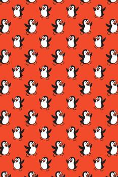 linda pingüino modelo con rojo antecedentes. vector