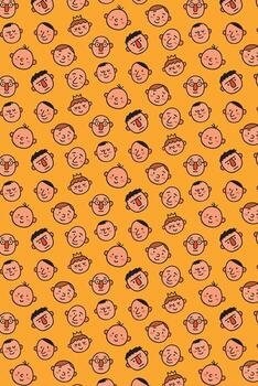 linda modelo de chico caracteres con varios facial expresiones en un amarillo antecedentes. vector