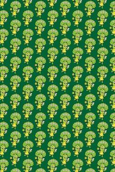 linda brócoli personaje con flor corona utilizando un teléfono modelo. vector