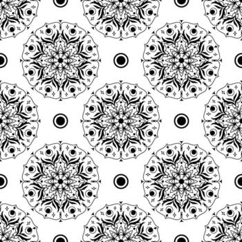 Ethnic Mandala Seamless Pattern, geometric square pattern vector