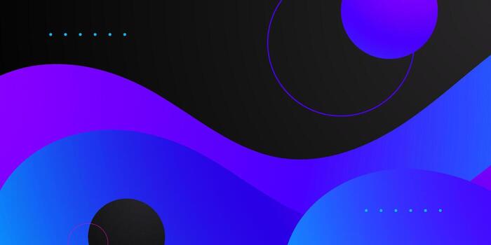 resumen vistoso degradado azul y púrpura ola fluido modelo en negro color antecedentes diseño. de moda bandera concepto. vector