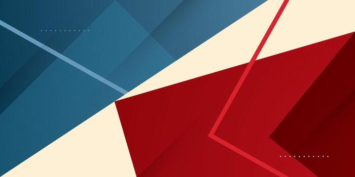 Abstract fractal banner colorful red and blue pattern background. Trendy shapes overlap square design. vector