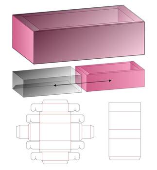 imprimible dieline modelo para rectangular tapa caja con plano diseño vector
